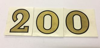 Gold "200" Decorette reproduction stickers 2" (50 mm) image #1