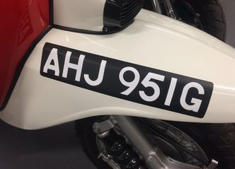 Front number plate straight set black/white adhesive image #1