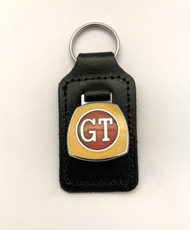 "G T" enamel badge leather key fob ring  image #1