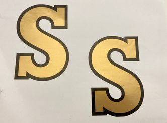 Vespa "SS" 5 inch (127mm) dark gold decorette stickers  image #1