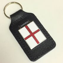 St George's Cross enamel badge leather key fob ring 