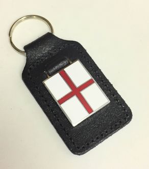 St George's Cross enamel badge leather key fob ring  image #1