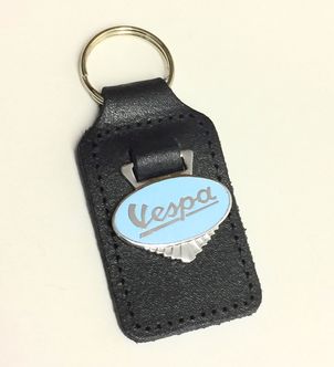 Vespa enamel badge leather key fob ring Light Blue image #1