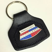 Innocenti Lambretta enamel badge leather key fob ring 