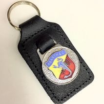 Abarth enamel badge leather key fob ring 