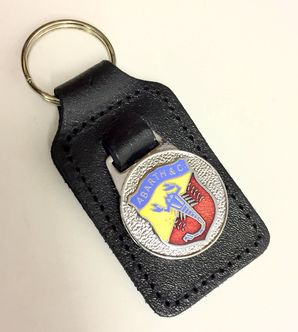 Abarth enamel badge leather key fob ring  image #1
