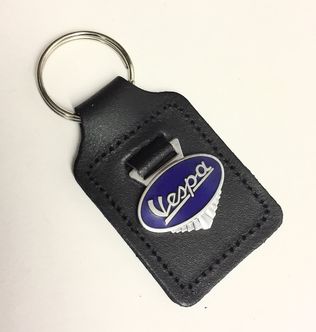 Vespa enamel badge leather key fob ring Dark Blue image #1