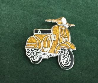 Vespa P range cut out enamel lapel pin badge yellow ochre image #1